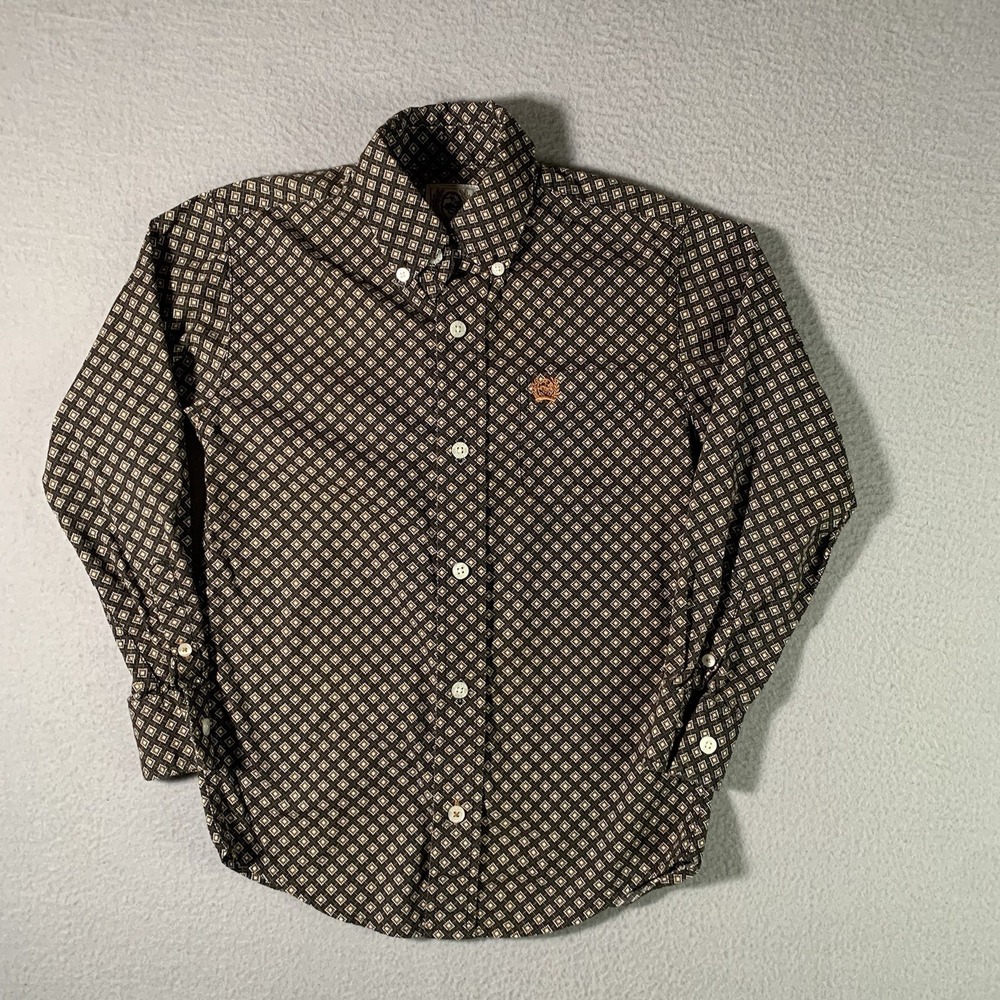 Cinch Western Shirt BOYS XS 4-5 Multicolor Geometric Buttons Logo Rodeo Cowboy